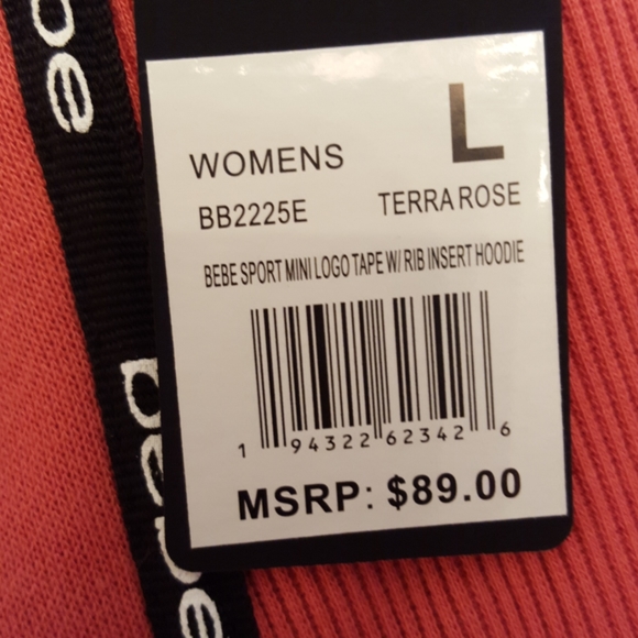 Bebe Mini Logo Tape Ribbed Insert Hoodie NWT - Picture 9 of 16